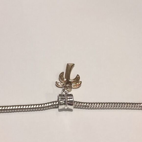 Silver Gold Palm Tree Enamel Dangle Charm for Pandora Style Bracelet - Picture 3 of 4